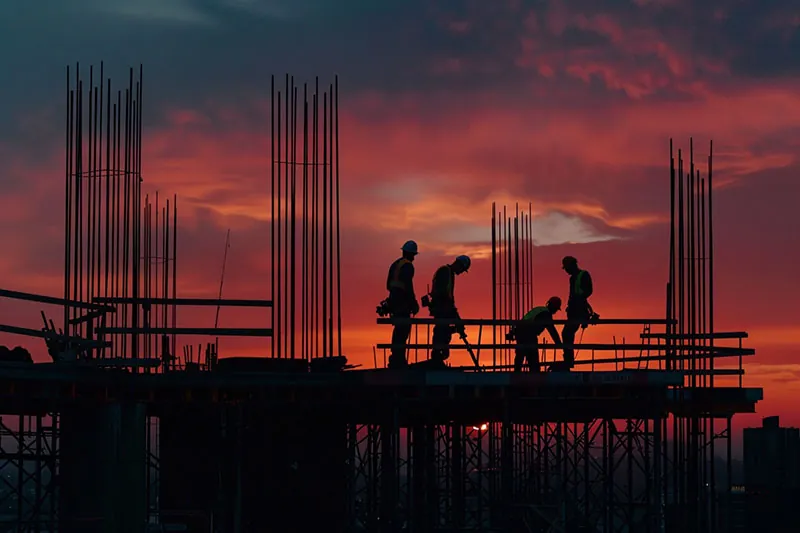 Workers' Compensation Death Benefits. Workers working on the Los Angeles skyline.