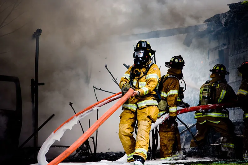 Firefighters at work