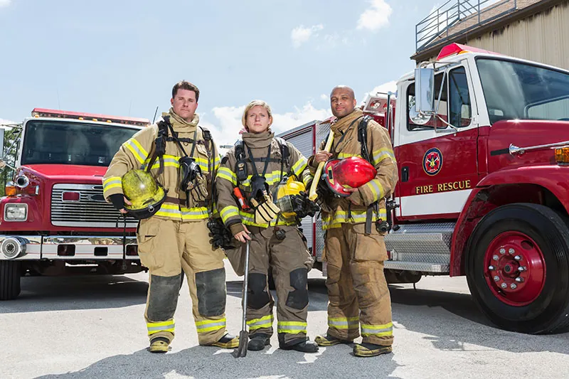 Firefighters training at work