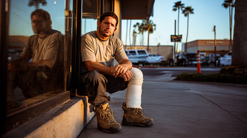 A man in Los Angeles waits for his surgery consultation.