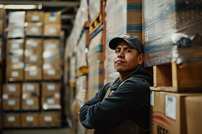 Los Angeles warehouse worker with repetitive strain injury from lifting boxes